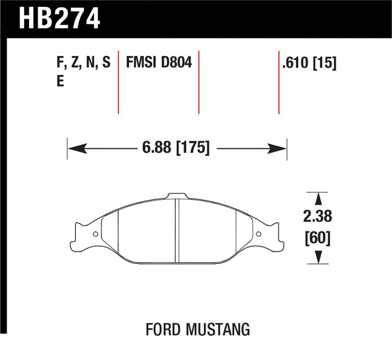 Hawk 96-10 Ford Mustang Blue 9012 Race Front Brake Pads - HB274E.610