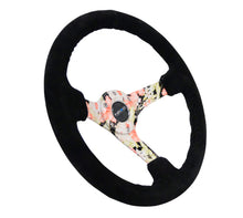 Load image into Gallery viewer, NRG Reinforced Steering Wheel (350mm / 3in. Deep) Blk Suede Floral Dipped w/ Blk Baseball Stitch - RST-036FL-S