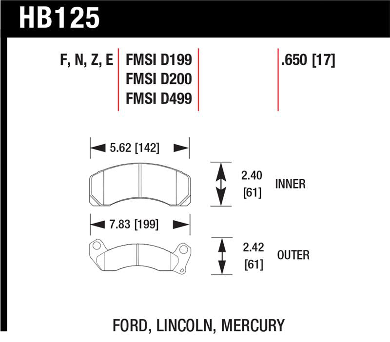 Hawk HPS Street Brake Pads - HB125F.650