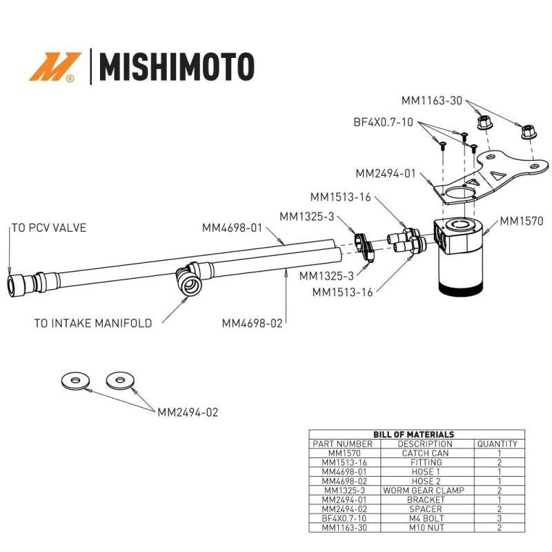 Mishimoto 2024+ Ford Mustang 2.3L EcoBoost Oil Catch Can PCV Side - MMBCC-MUS4-24
