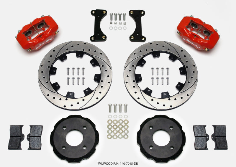 Wilwood Forged Dynalite Front Hat Kit 12.19in Drilled Red 2002 Mitsubishi Lancer - 140-7015-DR