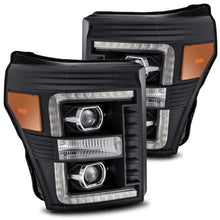 Load image into Gallery viewer, AlphaRex 11-16 Ford F-350 SD LUXX LED Proj Headlights Plank Style Black w/Activ Light/Seq Signal - 880146