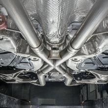 Load image into Gallery viewer, Stainless Works 2018 Jeep TrackHawk 6.2L 3in Catback System X-Pipe Turbo S-Tube Muffler Stock Exit - JEEP1862CB-S