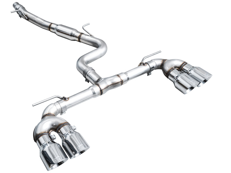 AWE Tuning MK8 Volkswagen Golf R 3in Track Edition Quad Exhaust - Chrome Silver Tips - 3020-42658