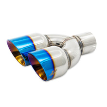 Load image into Gallery viewer, Mishimoto Dual Offset Tips 2.5in Inlet 3in Outlet Slash Cut - Burnt - MMEXH-TIP-FSTBT
