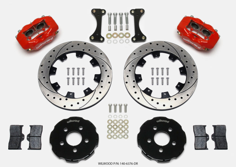 Wilwood Forged Dynalite Front Hat Kit 12.19in Drilled Red 00-04 PT Cruiser/03-04 SRT/4 - 140-6376-DR