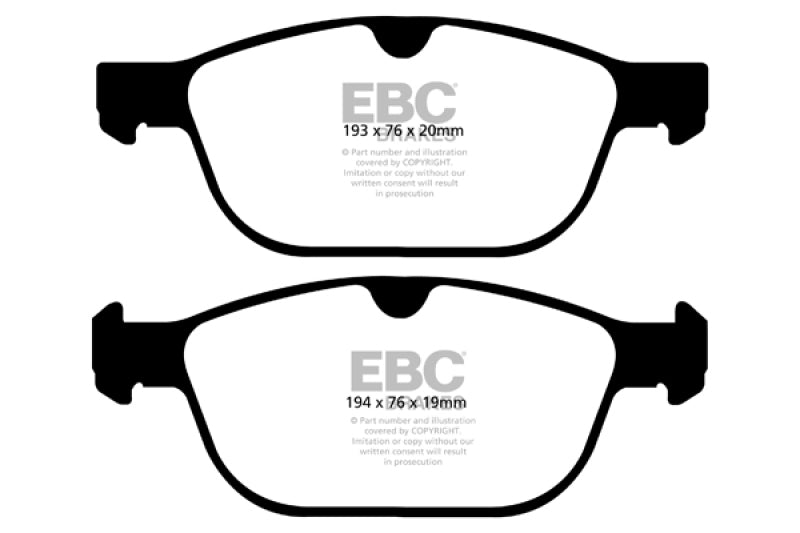EBC 08+ Volvo XC60 3.0 Turbo Yellowstuff Front Brake Pads - DP42018R