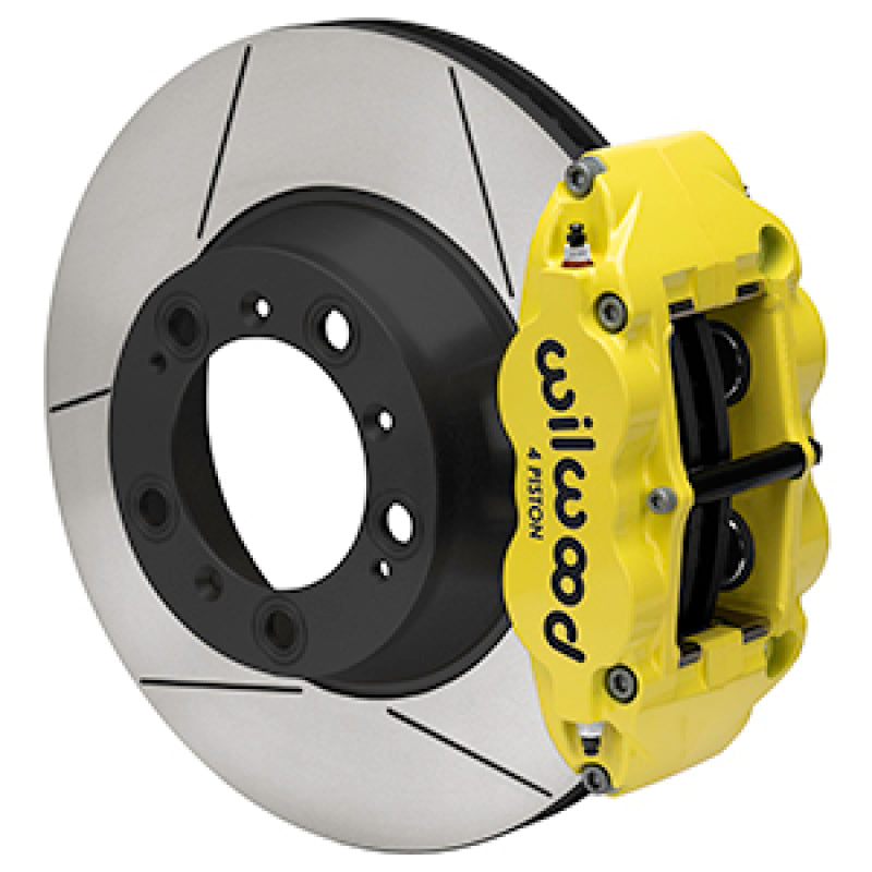 Wilwood 99-12 Porsche 911(996/997) Superlite 4R Rear Brake Kit Slotted 14.00in Rotor W/Lines - Ylw - 140-17101-Y