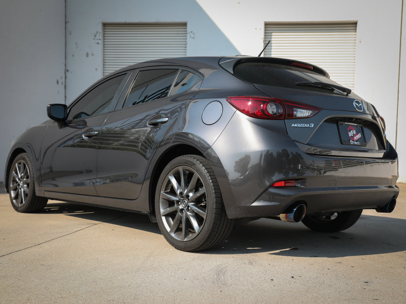 aFe Takeda 2-1/2in 304 SS Axle-Back Exhaust w/ Blue Flame Tips 14-18 Mazda 3 L4 2.0L/2.5L - 49-37014-L