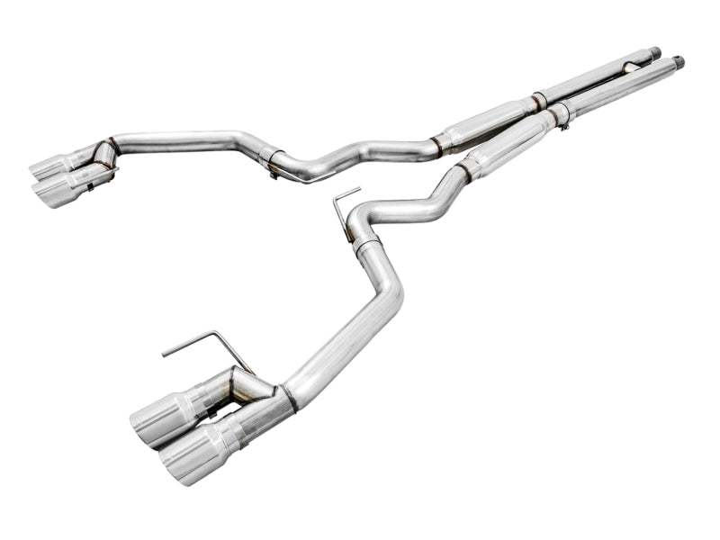 AWE Tuning 2018+ Ford Mustang GT (S550) Cat-Back Exhaust - Track Edition (Quad Chrome Silver Tips) - 3020-42064