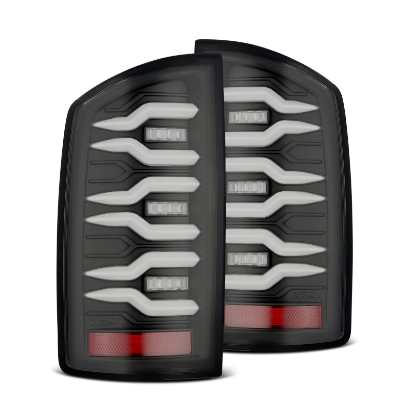 AlphaRex 07-08 Dodge Ram 1500/07-09 Dodge Ram 2500+3500 Luxx-Series LED Tail Lights (Pair) Black - 641040