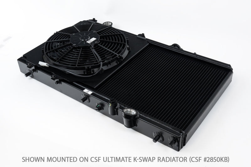 CSF 92-00 Honda Civic All-Aluminum Fan Shroud w/12in SPAL Fan - Black Finish - 2858FB