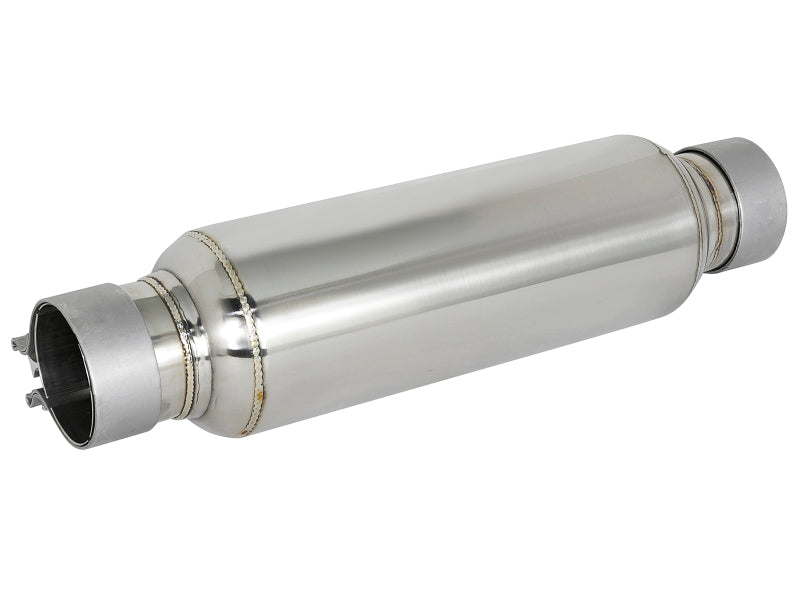 aFe MACH Force-Xp Resonator 2-1/2 IN Inlet/Outlet x 4 IN Dia. x 12 IN Body x 15 IN Overall Length - 49M10003