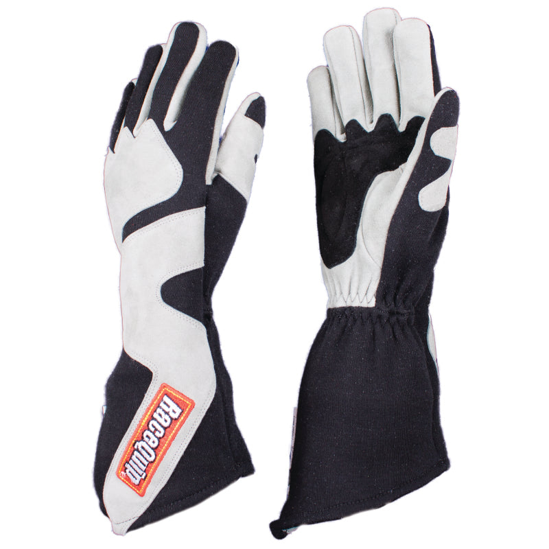 RaceQuip SFI-5 Gray/Black Large Long Angle Cut Glove - 358605