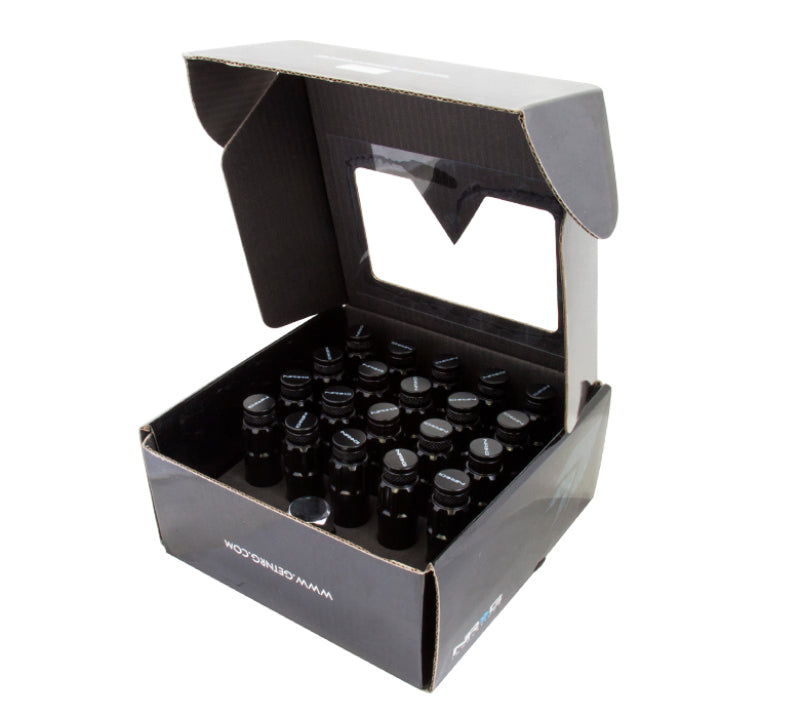 NRG 700 Series M12 X 1.5 Steel Lug Nut w/Dust Cap Cover Set 21 Pc w/Locks & Lock Socket - Black - LN-LS700BK-21
