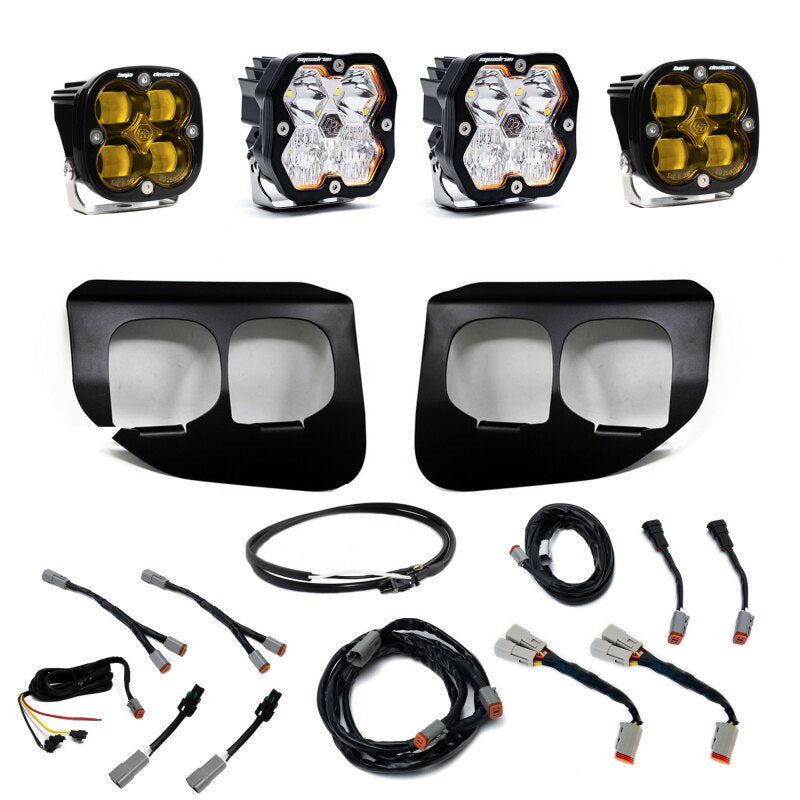 Baja Designs 20-22 Ford SD Squadron 2.0 Fog Pocket Kit SAE/Sport w/Upfitter (Driving/Combo) - Amber - 440042UP
