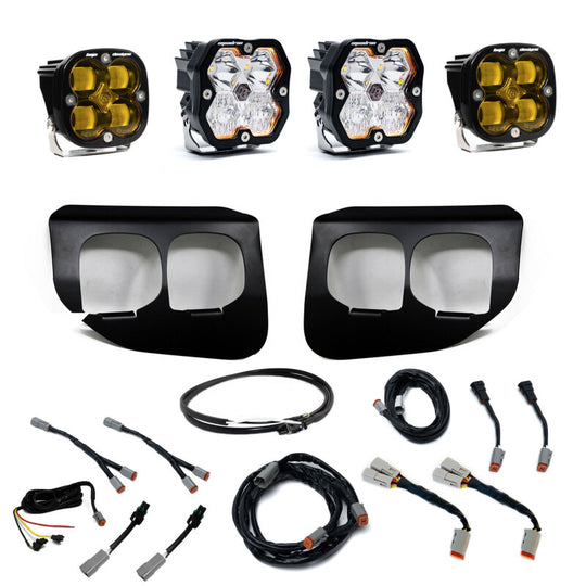 Baja Designs 20-22 Ford SD Squadron 2.0 Fog Pocket Kit SAE/Sport w/Upfitter (Driving/Combo) - Amber - 440042UP