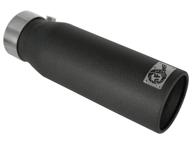 aFe MACHForce XP Exhausts Tips SS-304 EXH Tip 3in x 4Out x 12L Bolt-On (blk) - 49-92043-B