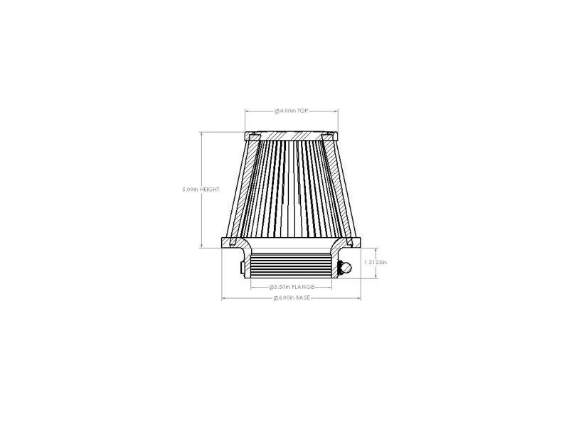 aFe POWER Universal Clamp-On Air Filter w/ D2 Dura-Dry Media - 3-1/2in F x 6in B x 4in T x 5in H - 21-35005V