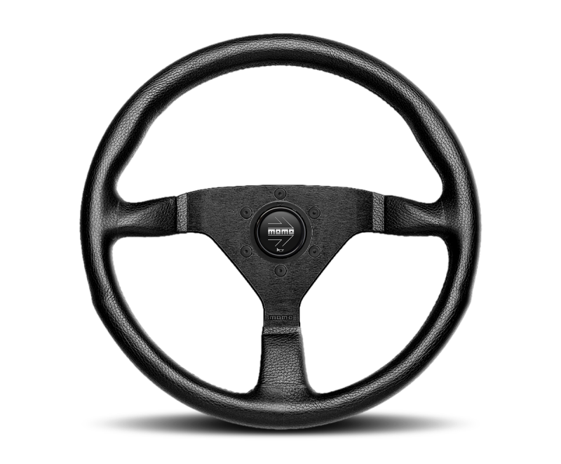 Momo Montecarlo Alcantara Steering Wheel 320 mm - Black/Red Stitch/Black Spokes - MCL32AL3B