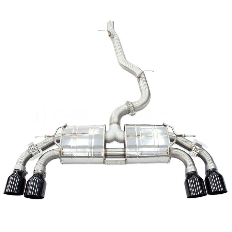 Invidia 2022+ Volkswagen Golf R MK8 76mm R400 Valved Cat Back Exhaust Straight Cut Black Tips - HS22GFR8GV4SB