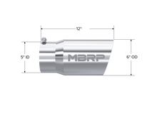 Load image into Gallery viewer, MBRP Universal Tip 6 O.D. Dual Wall Angled 5 inlet 12 length - T5074