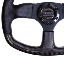Load image into Gallery viewer, NRG Carbon Fiber Steering Wheel (320mm) Flat Bottom &amp; Leather Trim w/Black Stitching - ST-009CFBS