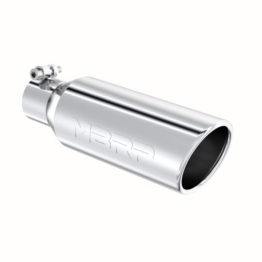 MBRP Universal Tip 4in OD 2.5in Inlet 12in Length Angled Cut Rolled End Clampless No-Weld T304 - T5150