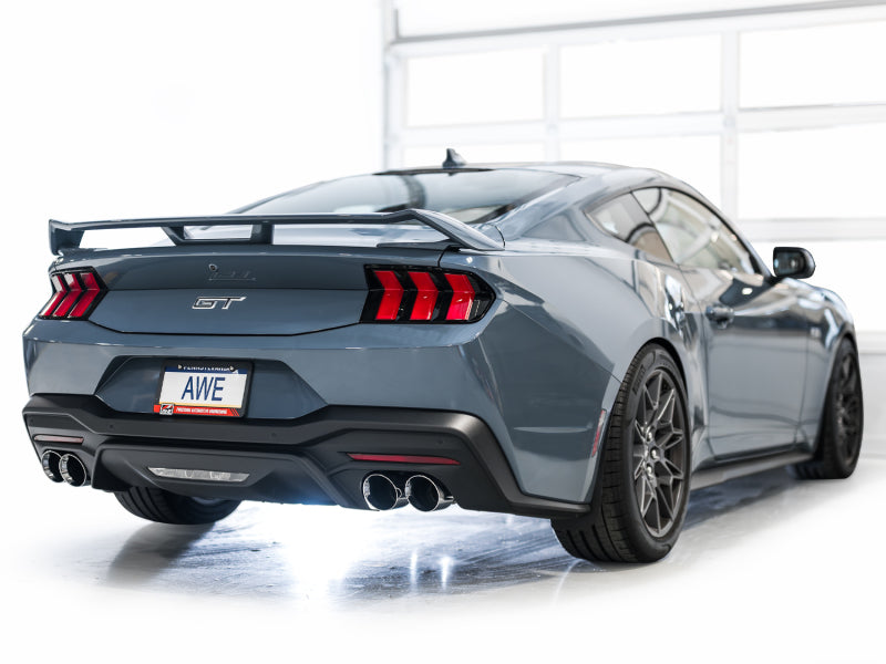 AWE 2024 Ford Mustang GT Fastback S650 RWD Track Edition Cat-Back Exhaust w/ Quad Chrome Silver Tips - 3020-42650