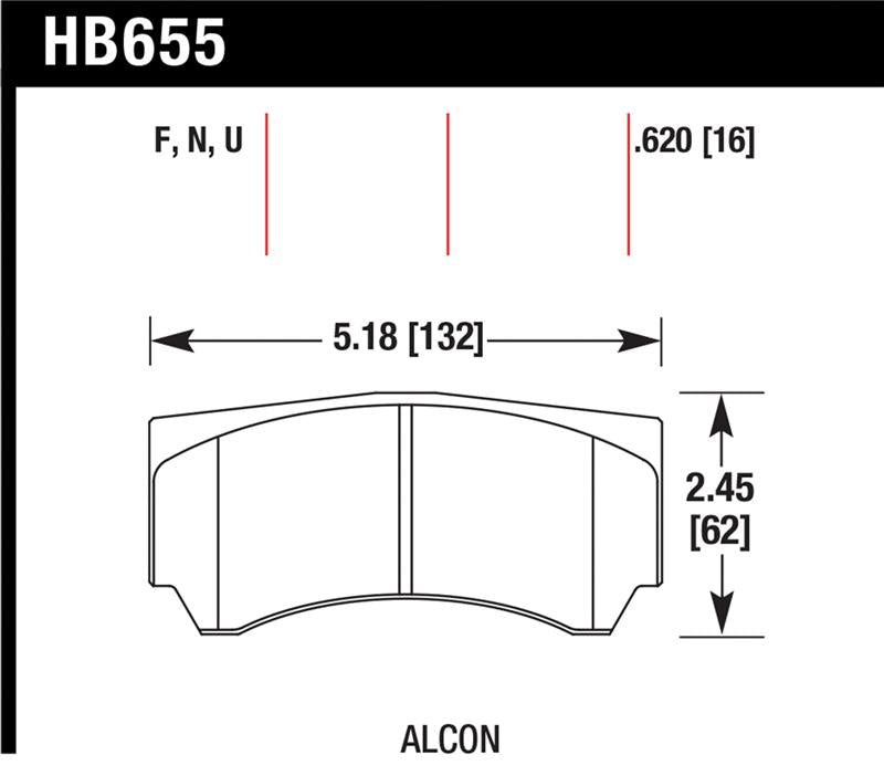 Hawk Alcon RC4498X600 Street HP Plus Brake Pads - HB655N.620