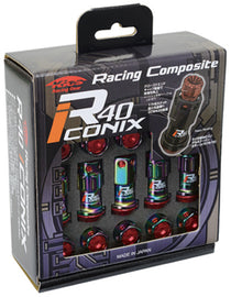 Project Kics 12x1.50 R40 Iconix Lock & Lug Nuts - Neo Chrome w/Black Seat w/o Cap (16+4 Locks) - WRI11NK