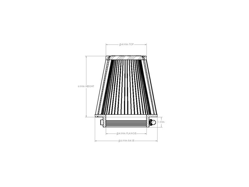 aFe POWER Universal Clamp-On Air Filter w/ D2 Dura-Dry Media - 4in F x 6in B x 4in T x 6in H - 21-40006V