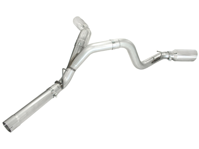 aFe MACHForce XP Exhaust Aluminized Dual Split DPF Back 11-15 GM Diesel Truck V8-6.6L (td) (pol tip) - 49-04043-P