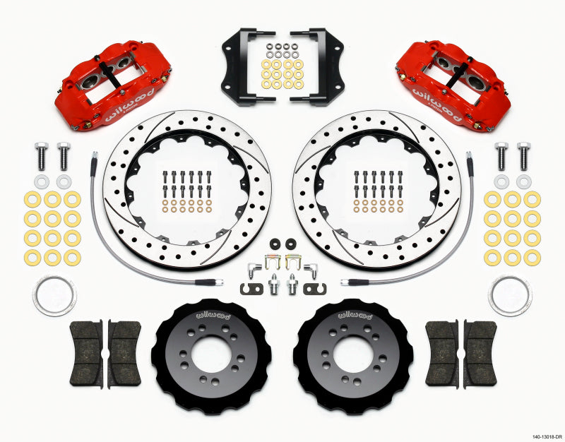 Wilwood Narrow Superlite 6R Front Hat Kit 12.88in Drill Red 2013-Up Ford Focus ST w/ Lines - 140-13018-DR
