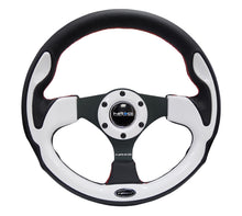 Load image into Gallery viewer, NRG Reinforced Steering Wheel (320mm) Blk w/White Trim &amp; 4mm 3-Spoke - RST-001WT