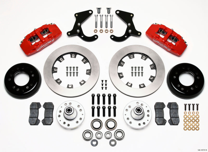Wilwood Dynapro 6 Front Hub Kit 12.19in Red 55-57 Chevy - 140-10737-R