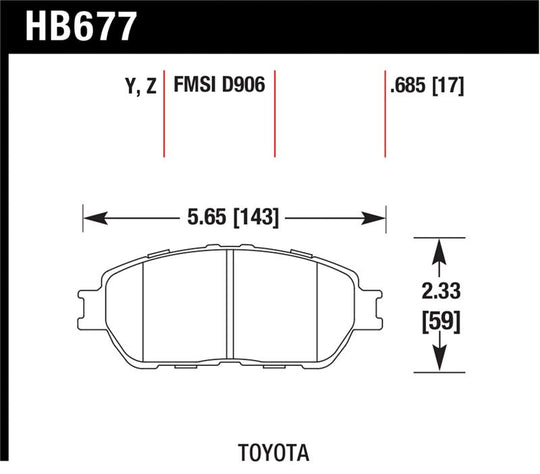 Hawk Lexus 02-03/04-06 ES300/330 Toyota 98-12 Tacoma/Adynl Models Street Perf Ceramic Ft Brake Pads - HB677Z.685