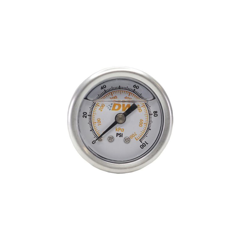 DeatschWerks 0-100 PSI 1/8in NPT Mechanical Fuel Pressure Gauge 1.5in Diameter Black Housing - 6-01-GL