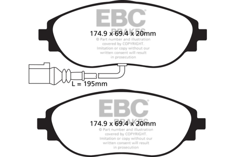 EBC 14-20 Audi S3 2.0 Turbo Redstuff Front Brake Pads - DP32127C