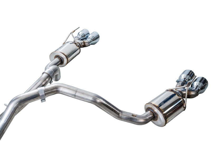 AWE Tuning 2021+ Cadillac Escalade 6.2L 0FG Dual Exit Exhaust System w/ 5in Chrome Silver Tips - 3015-42321