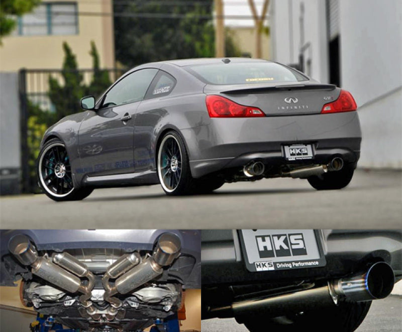 HKS 08-13 Infiniti G37 Coupe Dual Hi-Power Ti Tip Catback Exhaust (SUS304 NO COATING) - 32009-BN003