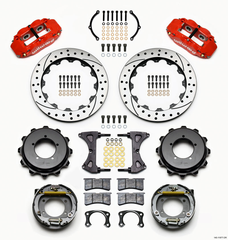 Wilwood Narrow Superlite 4R Rear Kit 12.88in Red Speedway Eng Floater w/ New Style End - 140-11877-DR
