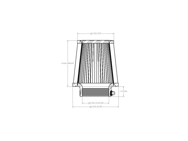 aFe POWER Universal Clamp-On Air Filter w/ D2 Dura-Dry Media - 3-1/2in F x 6in B x 4-3/4in T x 6in H - 21-35010V