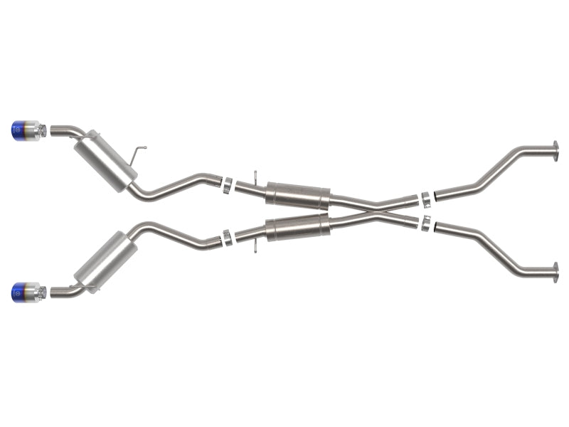 aFe Takeda 09-20 Nissan 370z 2-1/2 IN 304 Stainless Steel Cat-Back Exhaust System w/ Blue Flame Tip - 49-36139-L