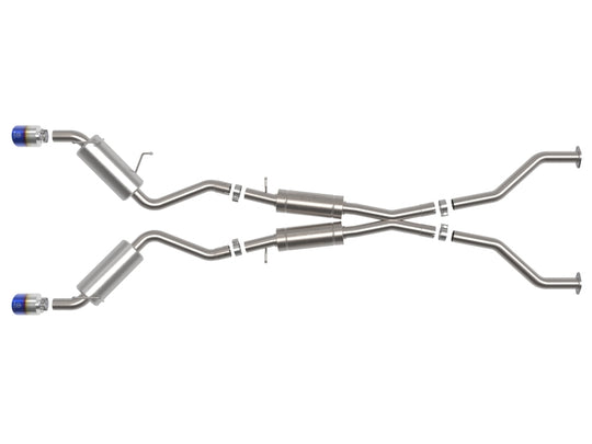 aFe Takeda 09-20 Nissan 370z 2-1/2 IN 304 Stainless Steel Cat-Back Exhaust System w/ Blue Flame Tip - 49-36139-L