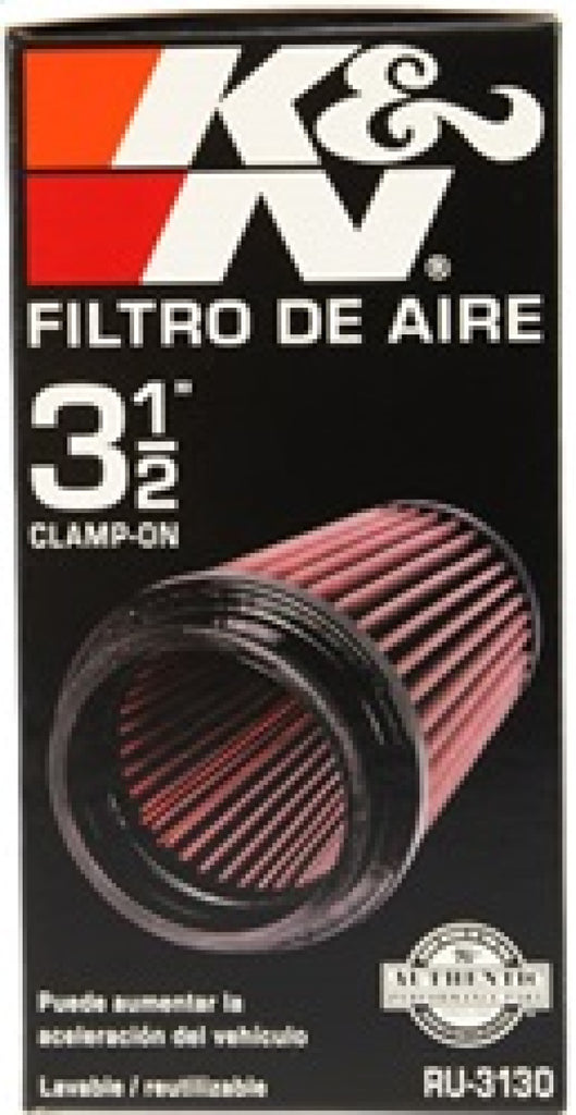 K&N Filter Universal Rubber Filter 3 1/2 inch Flange 4 5/8 inch Base 3 1/2 inch Top 7 inch Height - RU-3130