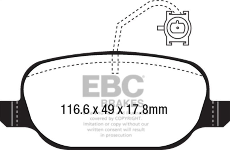 EBC 2014+ Alfa Romeo 4C 1.75 Turbo Greenstuff Rear Brake Pads - DP22236