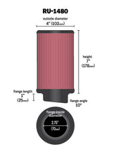 Load image into Gallery viewer, K&amp;N Filter Universal Rubber Filter 10 Degree Flange Angle 4in OD x 2.75in Flange ID x 7in H - RU-1480
