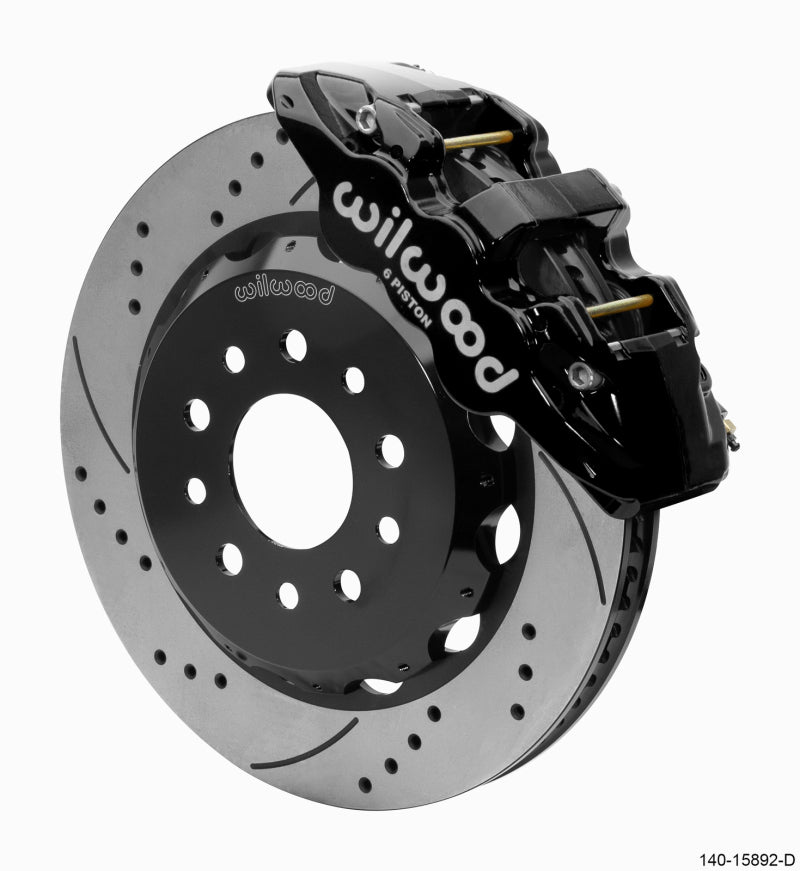 Wilwood 18-25 Jeep JL AERO6 Front Hat Kit 14.00 Black SRP w/Lines - 140-15892-D