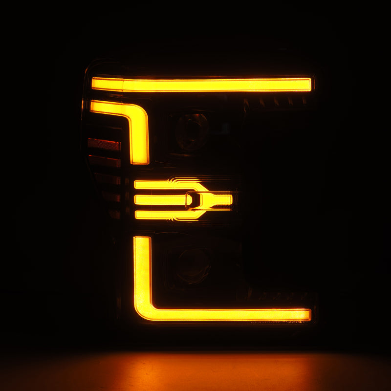 AlphaRex 17-19 Ford F-250/350/450/550 Super Duty LUXX-Series LED Proj Headlights Alpha-Blk SS/SBDRL - 880322